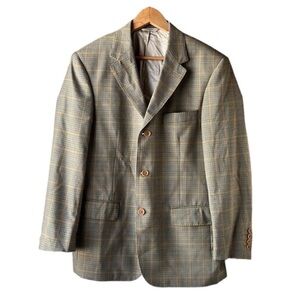 Claiborne Plaid Blazer in Tan and Gray Tones